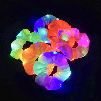 Chouchous lumineux LED populaires pour femmes et filles, corde à cheveux scrunchy scintillante, bandeau lumineux pour Halloween