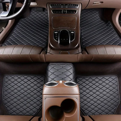 Tapis de sol de voiture en cuir PU, 5 pièces, imperméable, protection des pieds, à la mode, universel, pour toutes les saisons