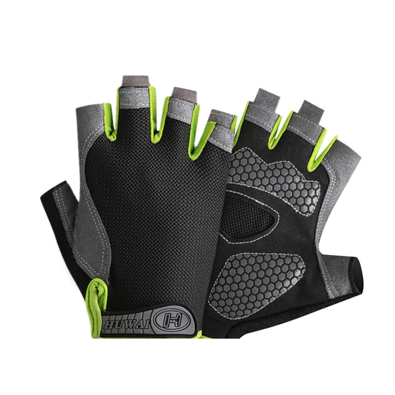 Gants de vélo pour hommes et femmes, demi-doigt, de gymnastique, mitaines respirantes et antidérapantes, pour Fitness, entraînement sportif