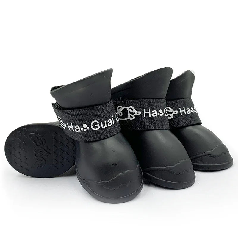 Chaussures de pluie imperméables pour animaux de compagnie, 4 pièces, bottes en caoutchouc antidérapantes pour petits, moyens et grands chiens, chaussures d'extérieur pour chats, bottines pour chiens, accessoires pour ani