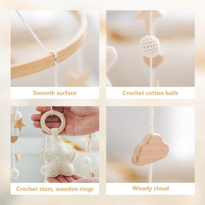 Berceau de bébé lit Mobile cloche hochet jouets en bois Crochet étoiles pendentif lit cloche jouets nouveau-né confort berceau support suspendus jouets cadeaux