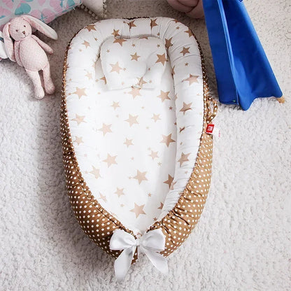 Lit de voyage pour bébé en bas âge, berceau en coton pour nouveau-né, berceau pare-chocs, nouveau lit nid de bébé 85x50cm avec oreiller, berceau Portable