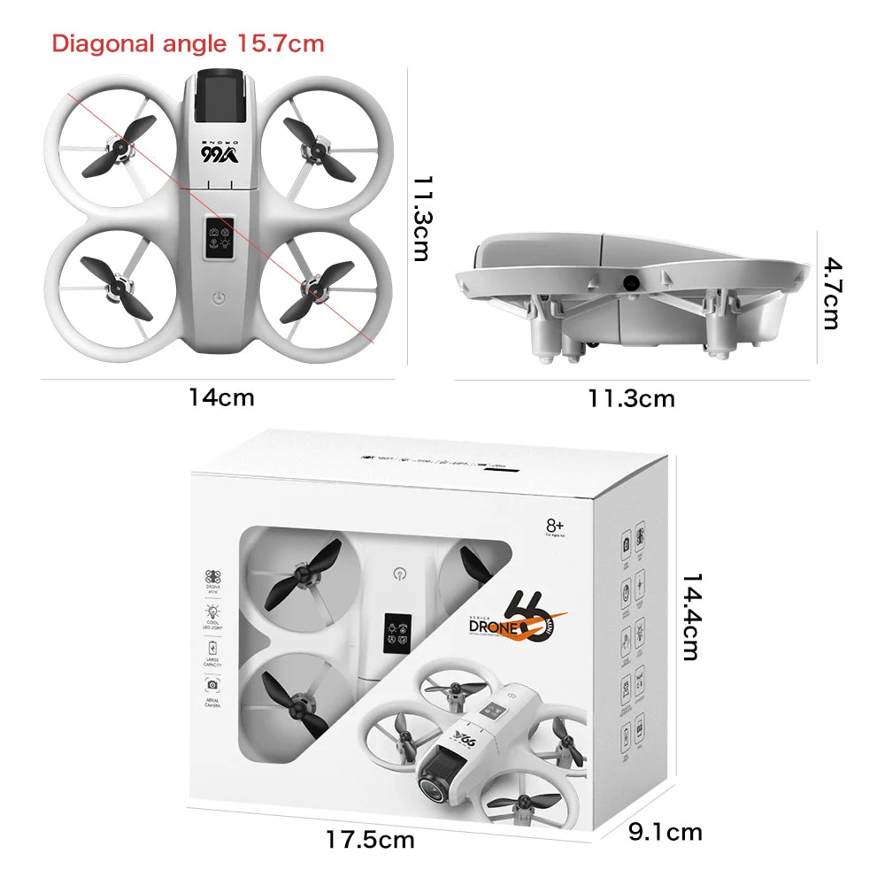 V66 Mini Drone 4K professionnel double caméra Mode sans tête évitement d'obstacles WiFi FPV Dron 360 °   Jouets quadrirotor RC à rabat pour enfants
