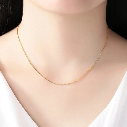 Chaîne de collier couleur or 14k pour femmes, boîte, os de serpent/étoilé/chaîne croisée, collier de 18 pouces, bijoux fins, cadeaux