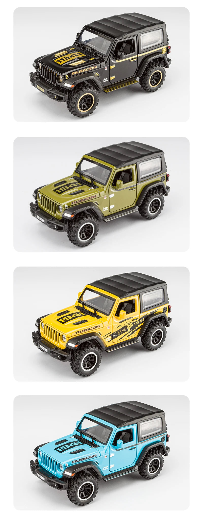 Tout-terrain 7 portes pour modèle de voiture jouet Wrangler moulé sous pression, véhicule en alliage métallique à l'échelle 1/32 pour enfants garçons filles adultes, portes ouvertes, légères