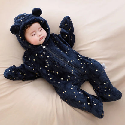 Vêtements doux pour nouveau-né, flanelle, automne hiver, pour bébés garçons et filles, combinaison de dessin animé, body chaud pour bébés de 0 à 12 mois