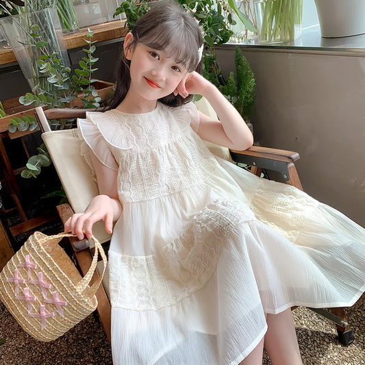 Robe de princesse brodée pour filles, vêtements pour enfants, style de mode simple, nickel é, nouveau, été 2024