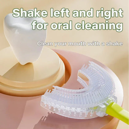 Brosse à dents en Silicone souple pour bébé de 2 à 12 ans, brosse de nettoyage des dents en forme de U à 360 degrés pour enfants de 2 à 12 ans