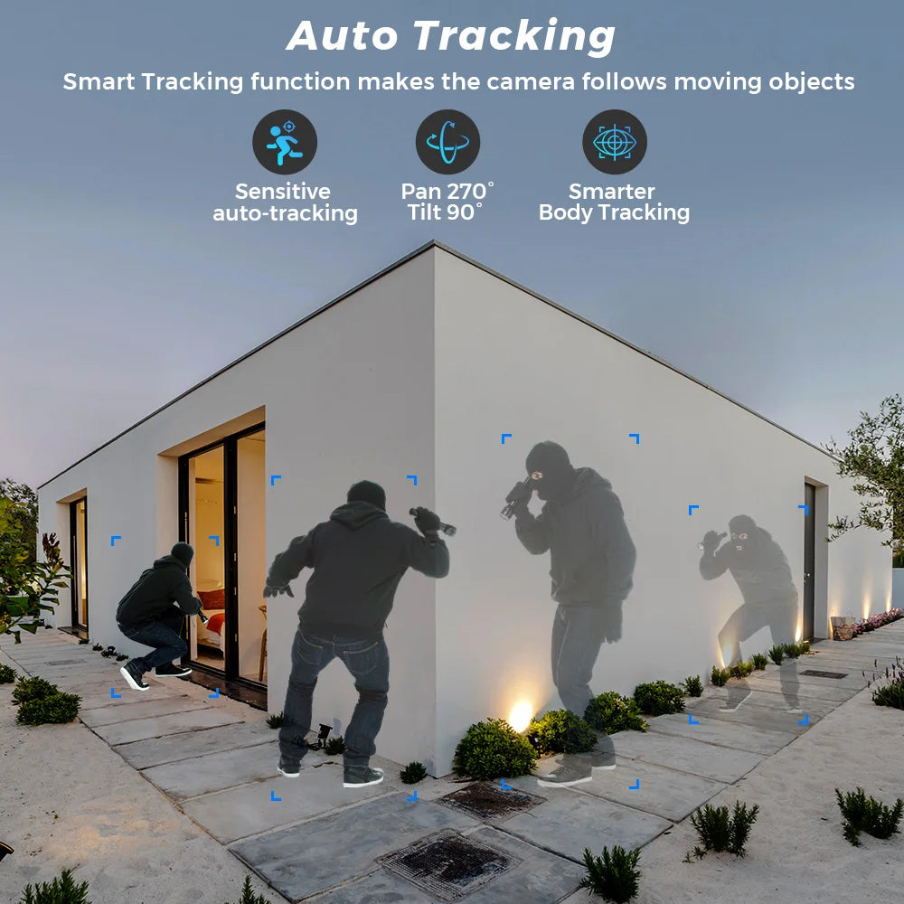 Caméra IP PTZ à double objectif 10MP 5K avec double écran 8MP Ai détection humaine suivi automatique caméra de Surveillance extérieure sans fil O-KAM