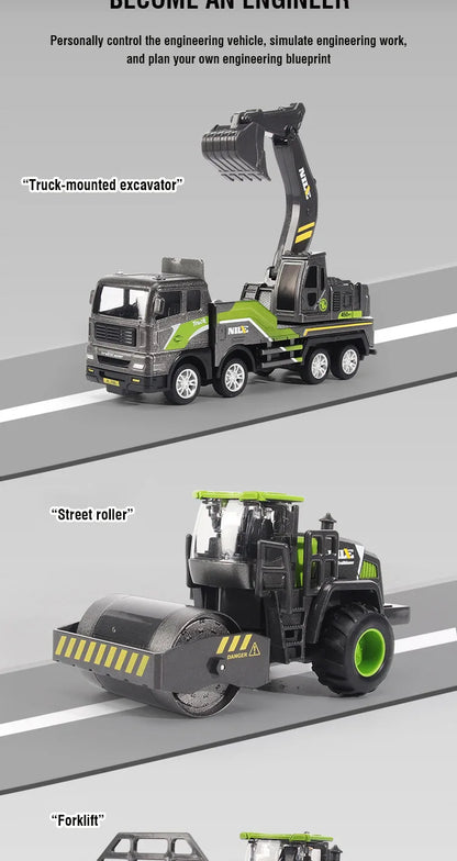 1/50 modèle voiture Bulldozer camion pelle grue chariot élévateur Construction ingénierie véhicule jouets pour garçons enfants jouets éducatifs