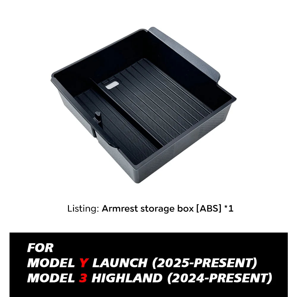 Boîte de rangement pour Console centrale Tesla, nouveau modèle Y 2025, lancement Juniper modèle 3 Highland 2024, boîte d'accoudoir, coussinet supérieur et inférieur en Silicone