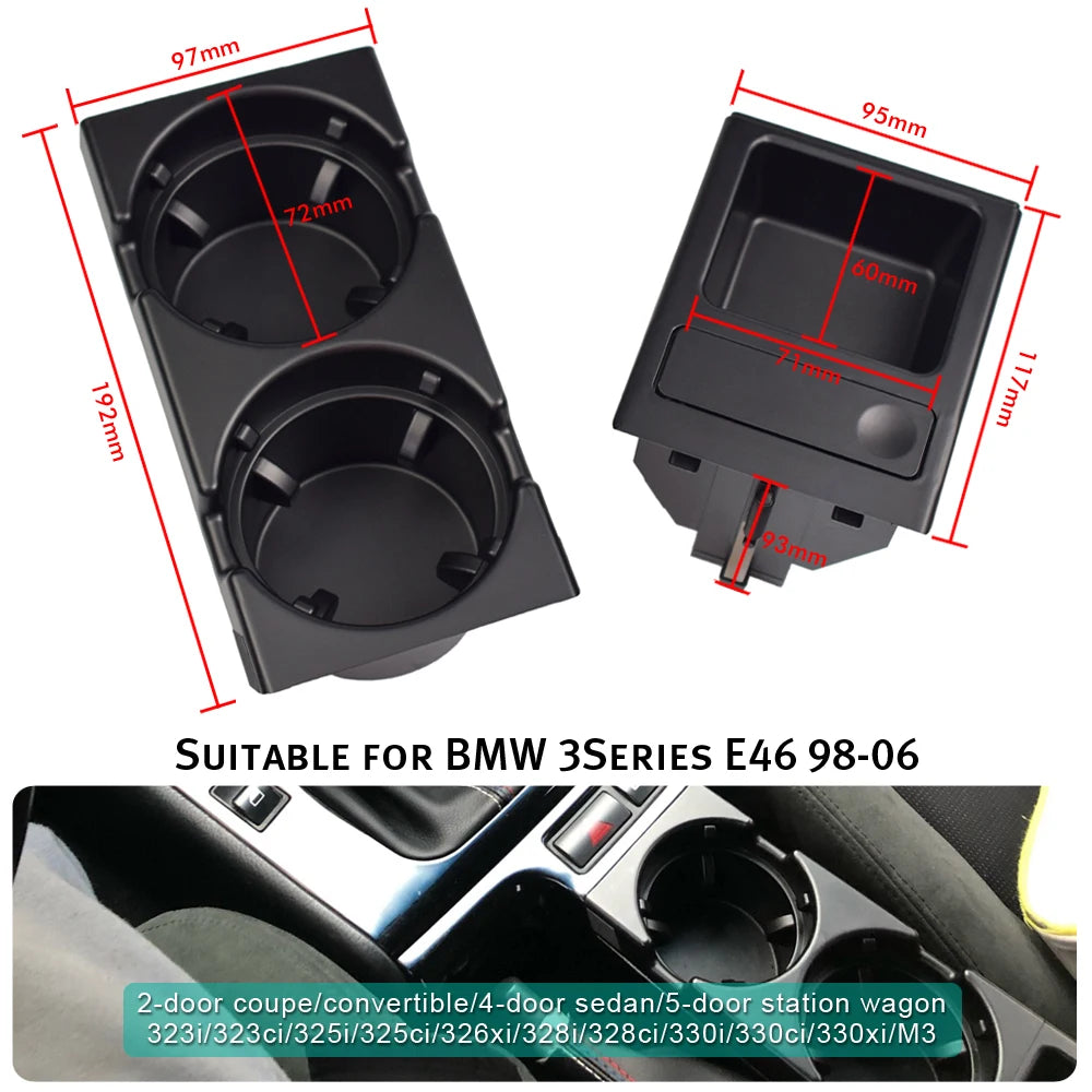 Nouveau Double trou style de voiture Console centrale avant boîte de rangement pièce de monnaie + porte-gobelet pour BMW E46 série 1999-2006 51168217953