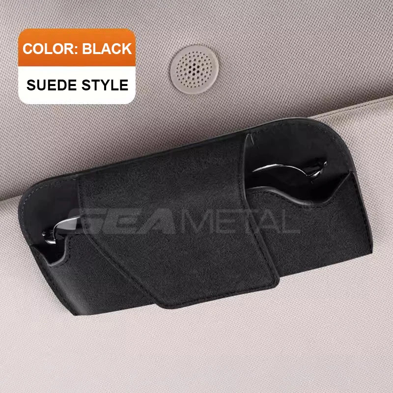 SEAMETAL – porte-lunettes pare-soleil en cuir de vache, boîte de protection pour lunettes de soleil résistantes à l'usure, mallette de rangement pour lunettes automobiles