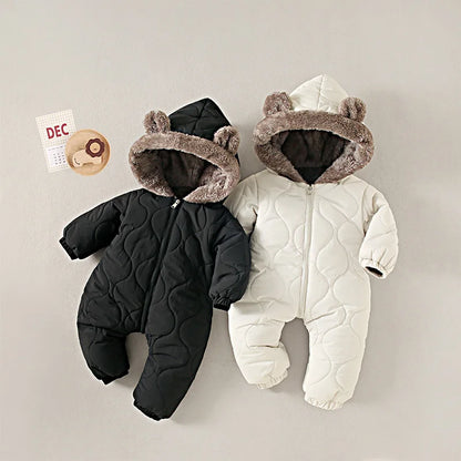 KLFLGD0-3 ans hiver bébé vêtements de plein air doublure en fourrure chaud enfant en bas âge fille garçon combinaison dessin animé plus velours bébé combinaison