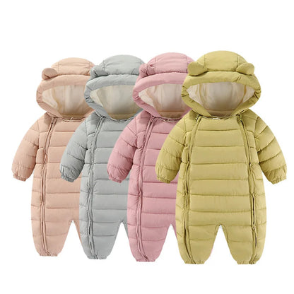 OLEKID 2025 automne hiver bébé barboteuses à capuche Plus velours chaud bébé fille combinaison enfant en bas âge garçons salopette infantile nouveau-né vêtements de nuit