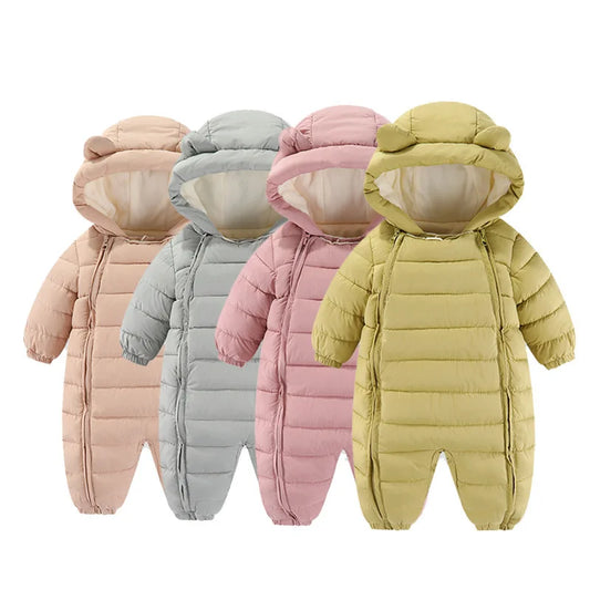 OLEKID 2025 automne hiver bébé barboteuses à capuche Plus velours chaud bébé fille combinaison enfant en bas âge garçons salopette infantile nouveau-né vêtements de nuit