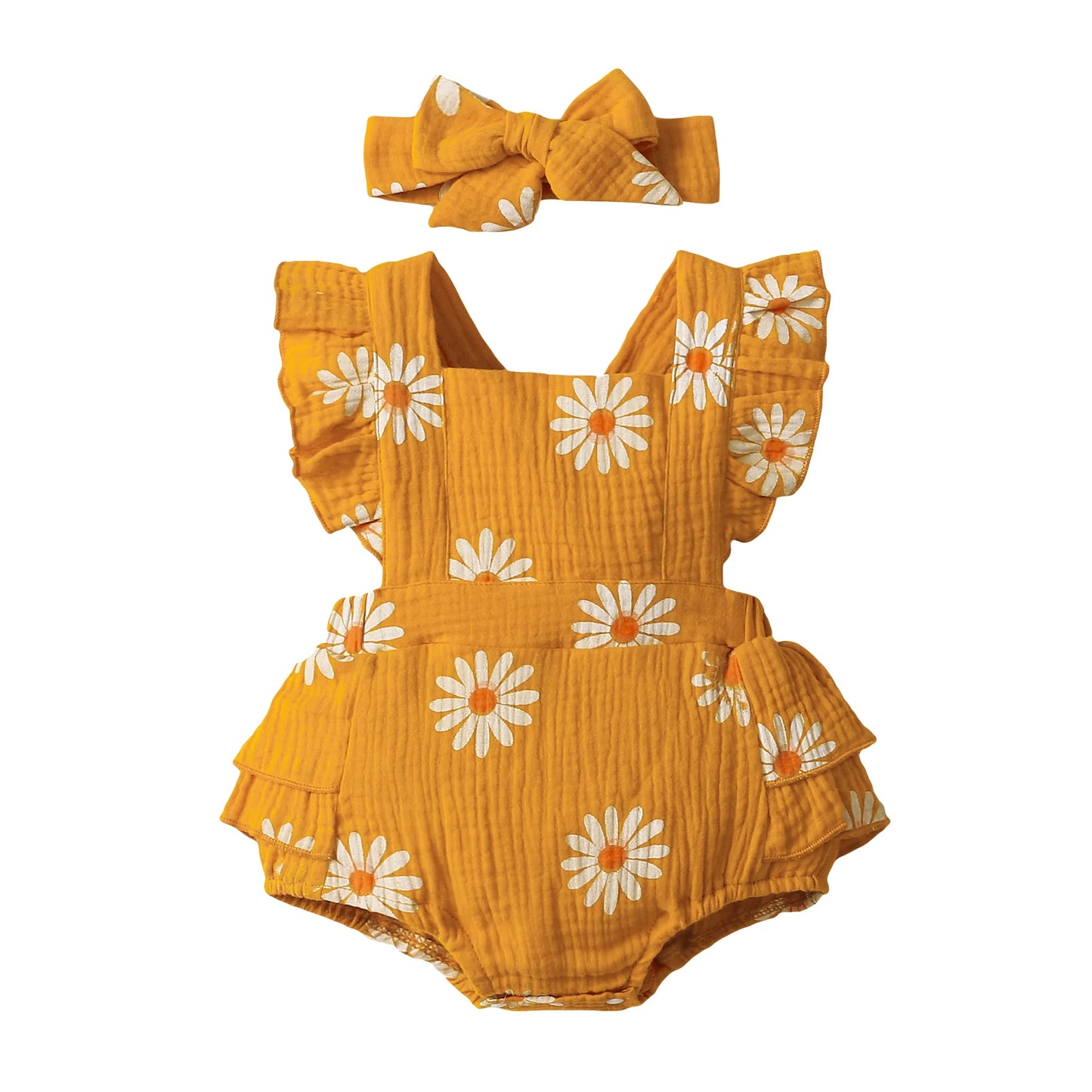 Barboteuse d'été pour nouveau-né fille de 0 à 18 mois, imprimé tournesol, sans manches, combinaison une pièce mignonne pour enfants