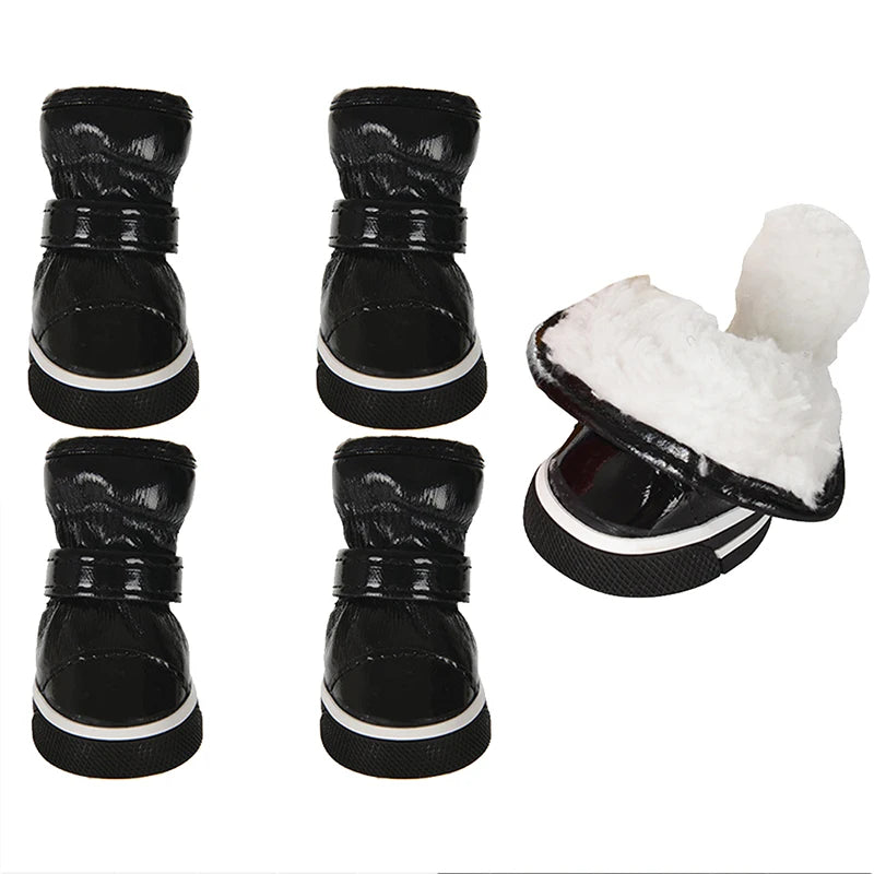 Chaussures d'hiver chaudes et imperméables pour animaux de compagnie, bottes de neige pour chien souriant, chaussures de pluie pour chiot, accessoires pour chihuahua et bouledogue, 4 pièces/ensemble