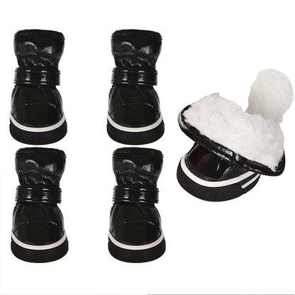 Chaussures d'hiver chaudes et imperméables pour animaux de compagnie, bottes de neige pour chien souriant, chaussures de pluie pour chiot, accessoires pour chihuahua et bouledogue, 4 pièces/ensemble