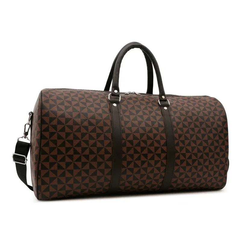 Sacs de voyage rétro géométriques en PU pour femmes, grande capacité, sacs à bandoulière classiques de haute qualité, couleurs assorties, 2024
