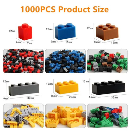 1000 bricolage blocs de construction créatifs ensemble en vrac blocs de construction classiques urbains assemblés cadeau d'anniversaire jouets éducatifs pour enfants