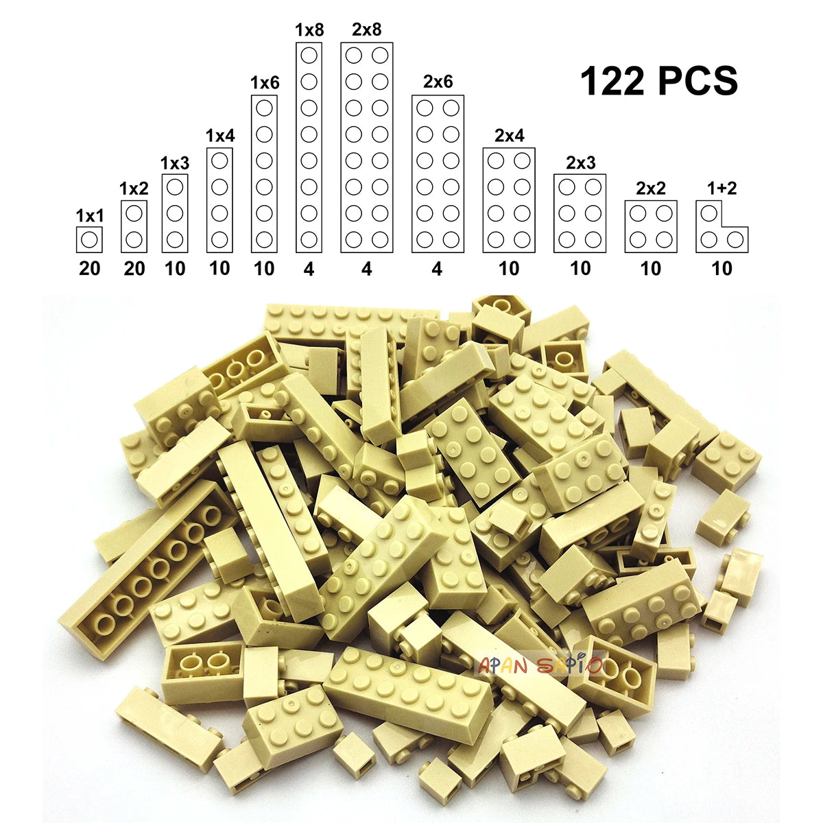 122 pièces figurines épaisses briques 12 tailles bricolage blocs de construction éducatif taille créative Compatible avec 3001 jouets en plastique pour les enfants