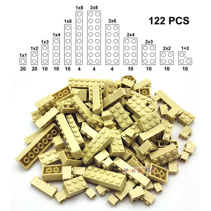 122 pièces figurines épaisses briques 12 tailles bricolage blocs de construction éducatif taille créative Compatible avec 3001 jouets en plastique pour les enfants