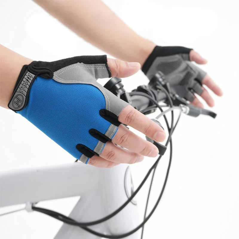 Gants de vélo pour hommes et femmes, demi-doigt, de gymnastique, mitaines respirantes et antidérapantes, pour Fitness, entraînement sportif