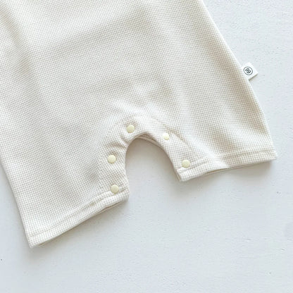 Combinaison d'été pour bébés filles et garçons, manches courtes, Patch gaufré, ours, nouveau-né, barboteuse en coton, chapeau cadeau avec oreille, nouvelle collection