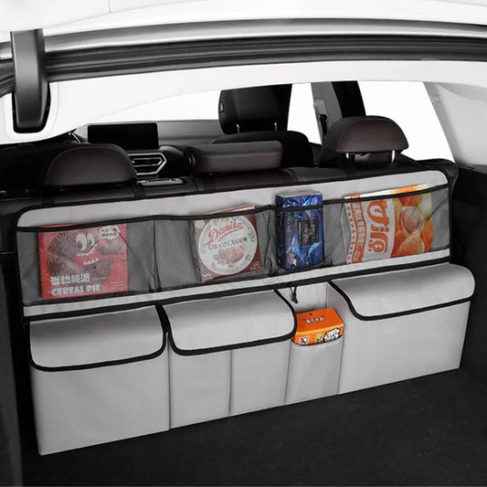 Sac de rangement pour coffre de voiture, sac suspendu pour dossier de siège de voiture SUV, sac de rangement multifonctionnel en maille, articles de rangement pour intérieur de voiture