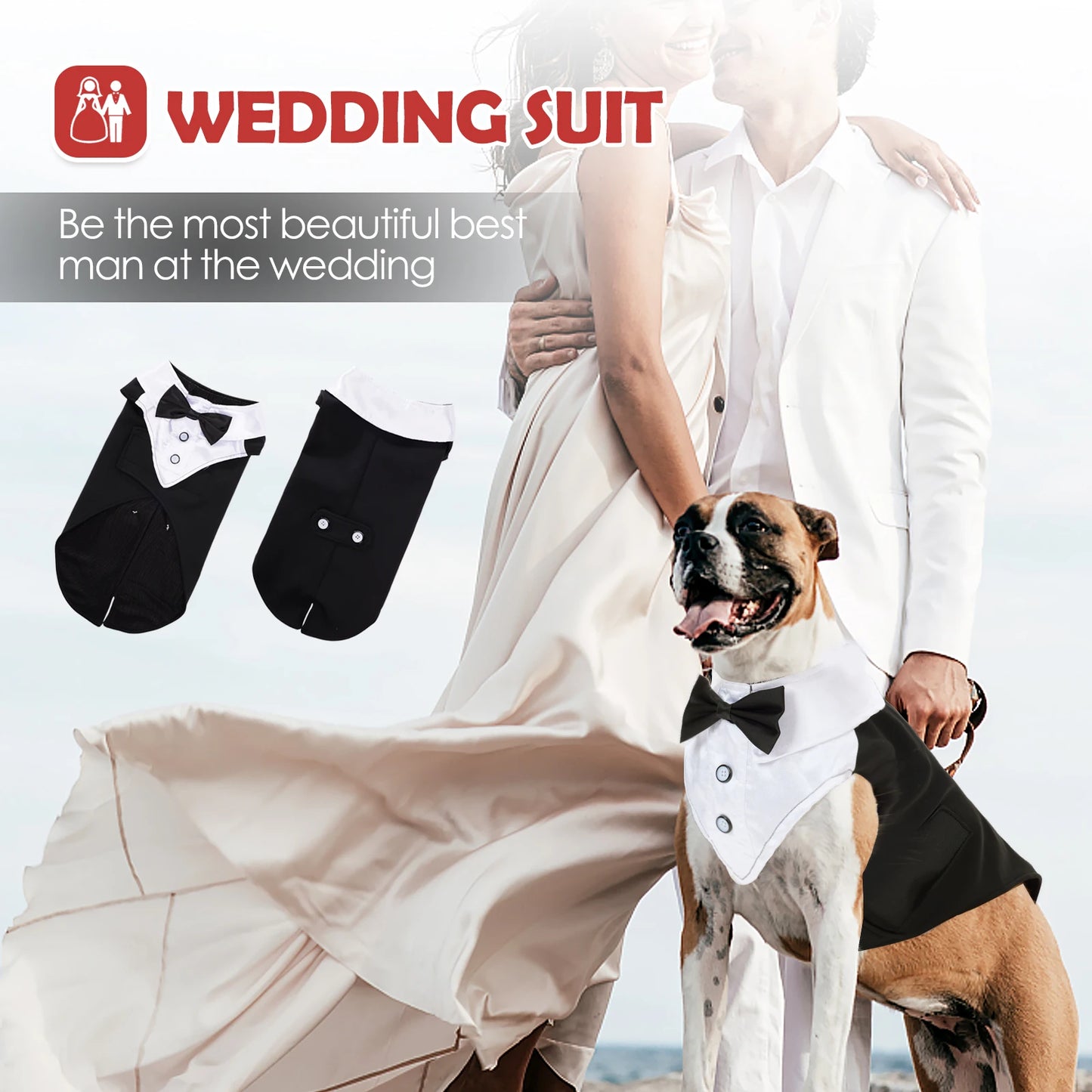 Costume de smoking pour chien, chemise à nœud papillon de mariage pour chien Prince, tenue de mariage formelle pour chiens de grande et moyenne taille, Golden Retriever Samo