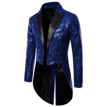 Manteau de Costume à paillettes dorées brillantes pour hommes, veste de smoking à Double boutonnage pour marié de mariage, Costume de fête sur scène de bal