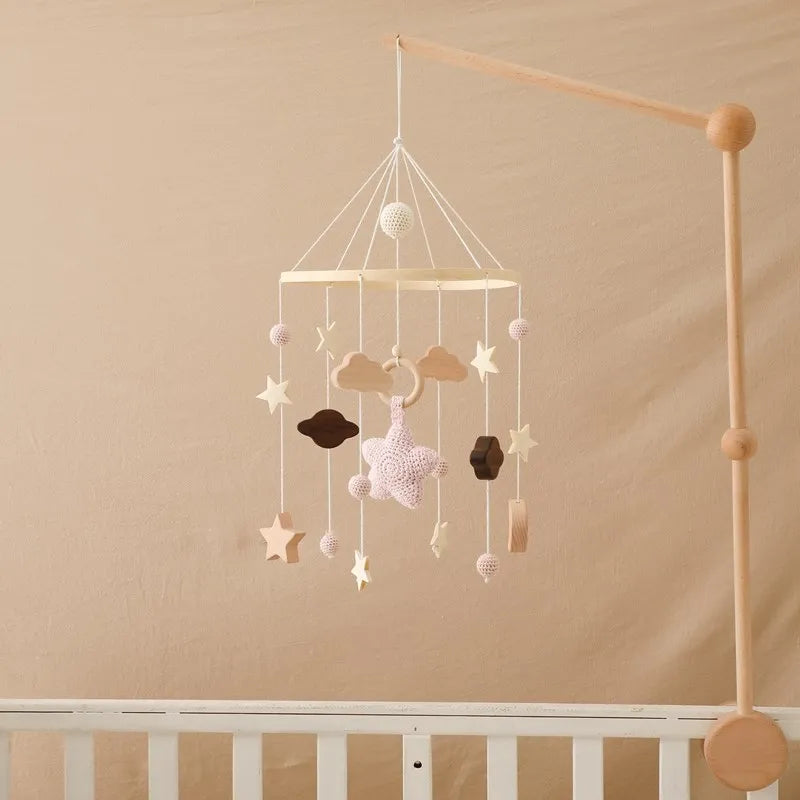 Berceau de bébé lit Mobile cloche hochet jouets en bois Crochet étoiles pendentif lit cloche jouets nouveau-né confort berceau support suspendus jouets cadeaux