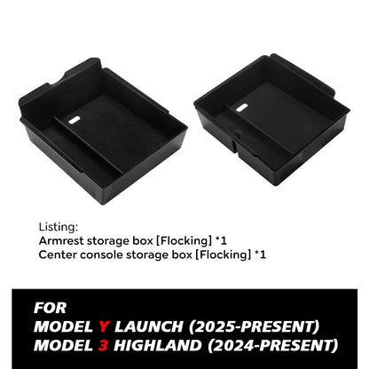 Boîte de rangement pour Console centrale Tesla, nouveau modèle Y 2025, lancement Juniper modèle 3 Highland 2024, boîte d'accoudoir, coussinet supérieur et inférieur en Silicone