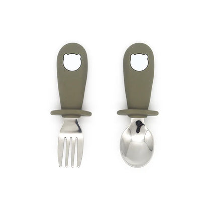 Ensemble de vaisselle de dessin animé pour bébé, ustensiles pour enfants en acier inoxydable, couverts de table pour tout-petits, dessin animé, cuillère d'alimentation pour nourrissons, fourchette