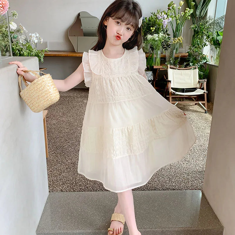 Robe de princesse brodée pour filles, vêtements pour enfants, style de mode simple, nickel é, nouveau, été 2024