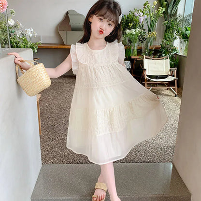 Robe de princesse brodée pour filles, vêtements pour enfants, style de mode simple, nickel é, nouveau, été 2024