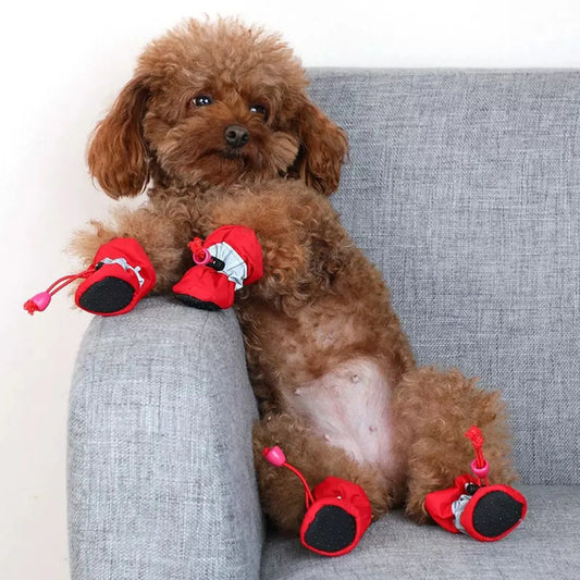 Pet chiot extérieur intérieur bottes anti-dérapant chaussures pour animaux de compagnie bottes chien chaussettes imperméable chiot chien bottes de pluie chien chaussures patte gardes