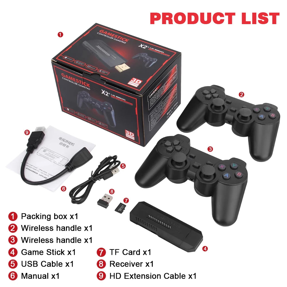 Console de jeu vidéo GD10 Plus, 256 Go, 58,000 jeux, 4K, HD, 2.4G, double manette sans fil, clé de jeu pour N64, PSP, PS1, GBA