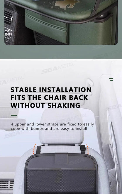 SEAMETAL 8 en 1 sac de rangement pour dossier de siège de voiture avec plateau pliable résistant à l'usure étanche organisateur de siège arrière de voiture porte-mouchoirs/gobelet