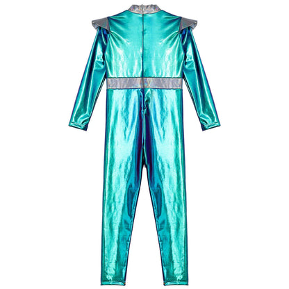 Costume de Cosplay Alien pour filles et garçons, combinaison d'astronaute à manches longues avec cerceau pour cheveux, pour fête de carnaval d'halloween