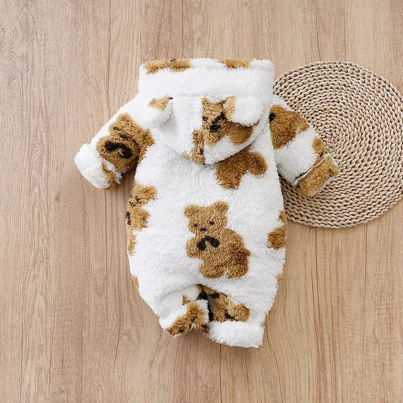 Vêtements pour bébé, ours en peluche mignon de dessin animé, confortable et doux, combinaison pour garçons et filles de 0 à 18 ans, automne et hiver, manches longues