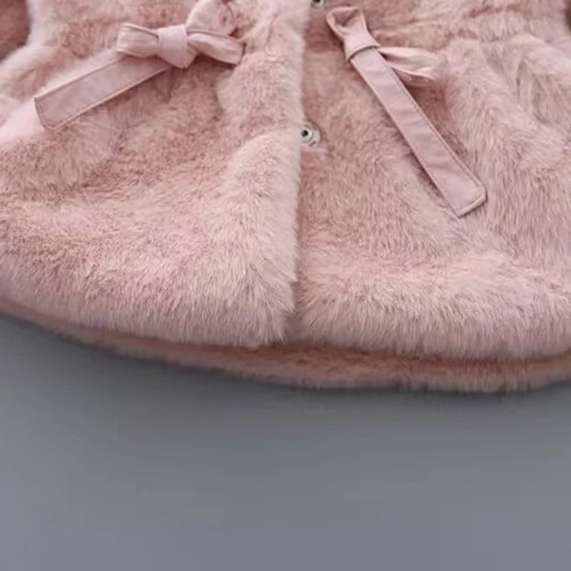 Manteau d'hiver pour filles, Super chaud, fourrure de vison, rembourré, épais, manches longues, manteaux à capuche, veste pour bébés enfants, vêtements d'extérieur en peluche