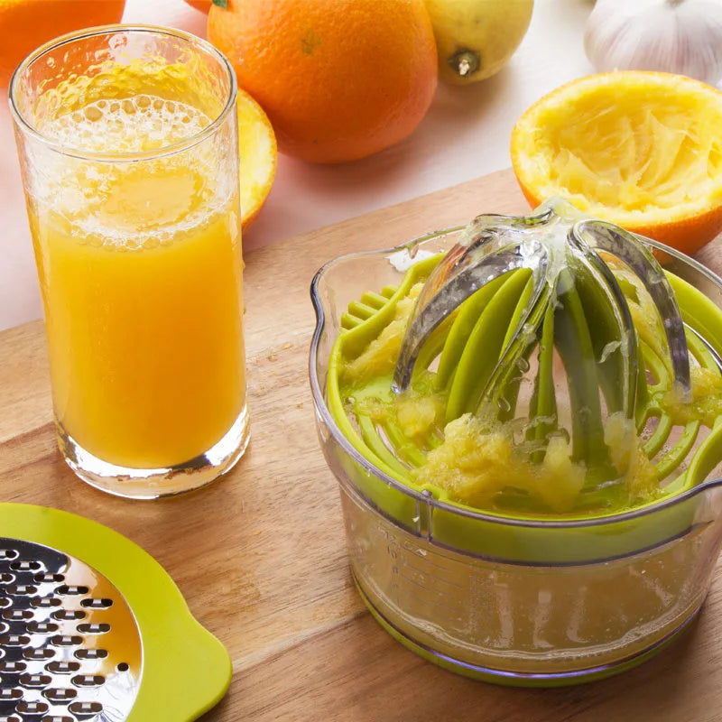 Presse-fruits manuel multifonctionnel avec tasse à mesurer intégrée, chauffe-citron, orange, râpe, séparateur René, Ju479, 4 en 1