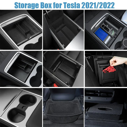 Accoudoir central caché, boîte de rangement, support de verre, organisateur de Console, accessoires pour Tesla modèle 3 Highland 2025 modèle Y 2021 – 2025