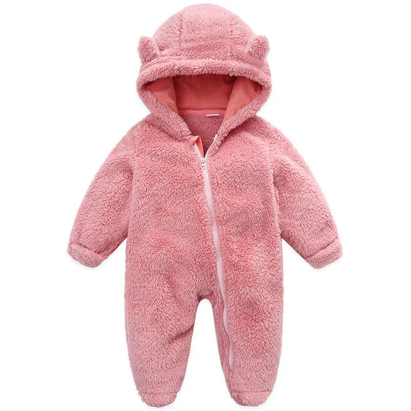 Barboteuse à capuche à manches longues pour nouveau-né garçon et fille, combinaison à fermeture éclair pour enfants, vêtements pour bébés, automne, hiver