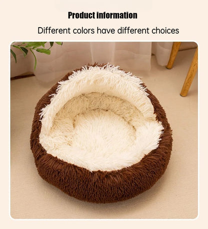 Lit pour animaux de compagnie 2 en 1 en peluche douce 50CM avec housse lit rond pour chat matelas pour chiot chaud chat chien nid de couchage grotte pour petits chiens tapis