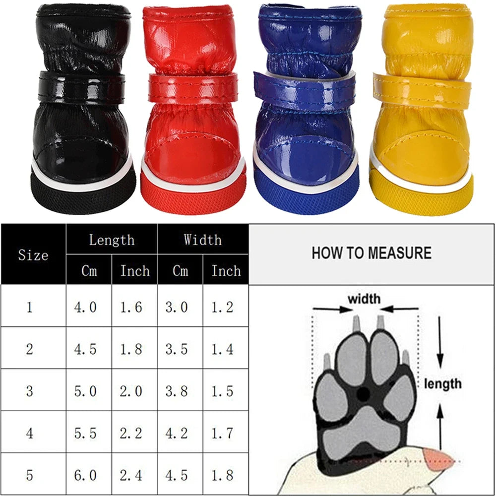 Chaussures d'hiver chaudes et imperméables pour animaux de compagnie, bottes de neige pour chien souriant, chaussures de pluie pour chiot, accessoires pour chihuahua et bouledogue, 4 pièces/ensemble