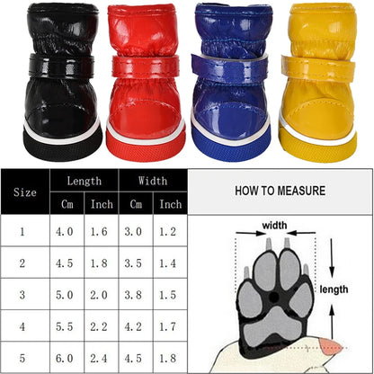 Chaussures d'hiver chaudes et imperméables pour animaux de compagnie, bottes de neige pour chien souriant, chaussures de pluie pour chiot, accessoires pour chihuahua et bouledogue, 4 pièces/ensemble
