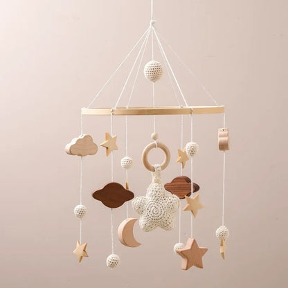 Berceau de bébé lit Mobile cloche hochet jouets en bois Crochet étoiles pendentif lit cloche jouets nouveau-né confort berceau support suspendus jouets cadeaux